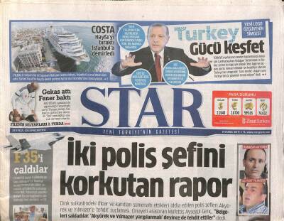 Star Gazetesi 29 Eylül 2014 - Costa,İsrail Yerine İstanbulu Üs Seçti - Gekas Attı Fener Baktı GZ106554 - 1