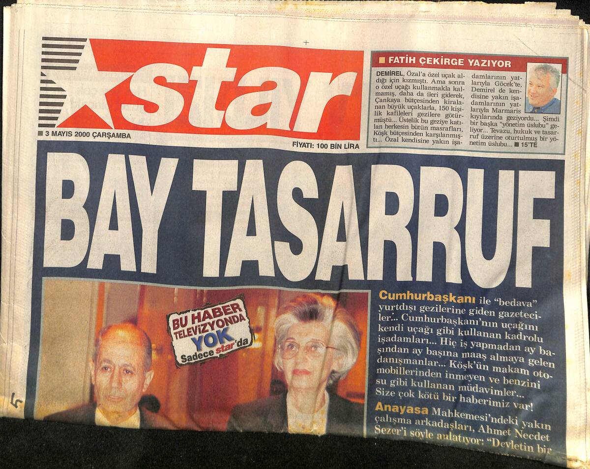 Star Gazetesi 3 Mayıs 2000 - Galatasaray'ın İlk Kupası Mı ? - Fatih Çekirge Yazıyor GZ157317 - 1