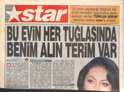 Star Gazetesi 3 Şubat 2001 - Türkan Şoray Bu Evin Her Tuğlasında Benim Alin Terim Var - Sabancıya Çağrı GZ127717 - 1