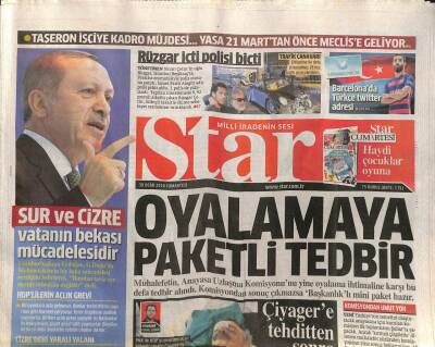 Star Gazetesi 30 Ocak 2016 - Erdoğan Sur Ve Cizre Vatanın Bekası Mücadelesidir GZ107375 - 1