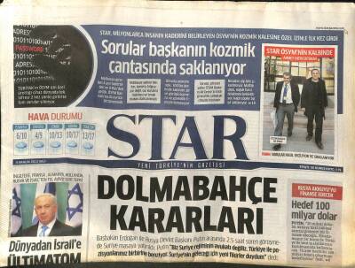 Star Gazetesi 4 Aralık 2012 - Dünyadan İsraile Ültimatom GZ107379 - 1