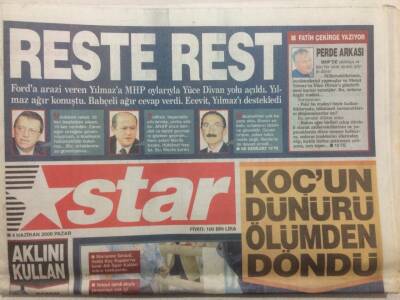 Star Gazetesi 4 Haziran 2000 - MHPnin Oylarıyla Mesut Yılmaza Yüce Divan Yolu GZ34169 - 1