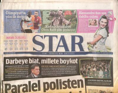 Star Gazetesi 4 Ocak 2015 - Darbeye Biat , Millete Boykot - Alessandradan Son Dakika Çalımı GZ125690 - 1