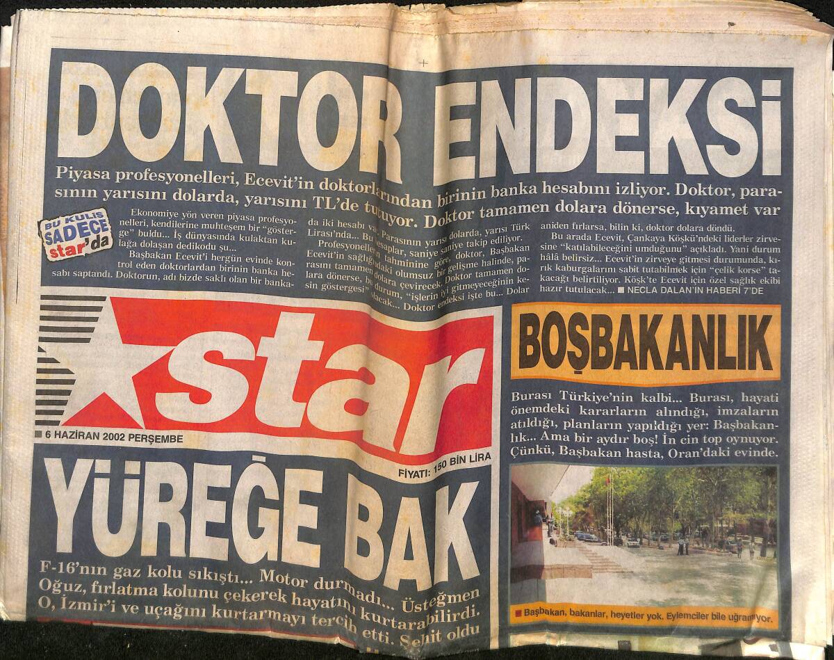 Star Gazetesi 6 Haziran 2002 - Fatih Terim : Rui Costa'yı da İsterim - Şampiyon Efes Pilsen Afiş GZ157353 - 1