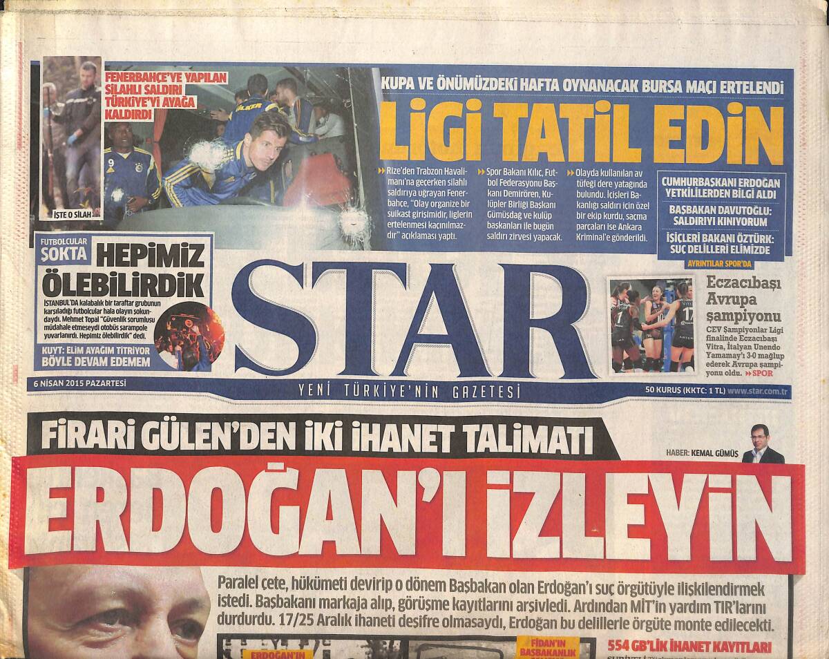Star Gazetesi 6 Nisan 2015 - Kupa Ve Önümüzdeki Hafta Oynanacak Bursa Maçı Ertelendi - Başkentte Beren Saat İçin 'Bis' Yaptı GZ135768 - 1