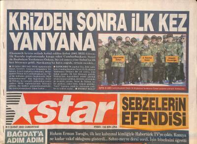 Star Gazetesi 9 Şubat 2002 - Lucescu Şükretti - Bağdata Adım Adım - Hakem Erman Toroğlu , İlk Kez Kabzımal Kimliğiyle Habertürk TVye Çıktı GZ128038 - 1