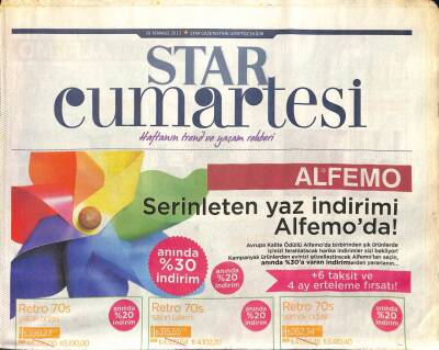 Star Gazetesi Cumartesi Eki 20 Temmuz 2013 - Beyoncenin Terliği,Şirin Ev Objeleri,Kampanyalar GZ105138 - 1