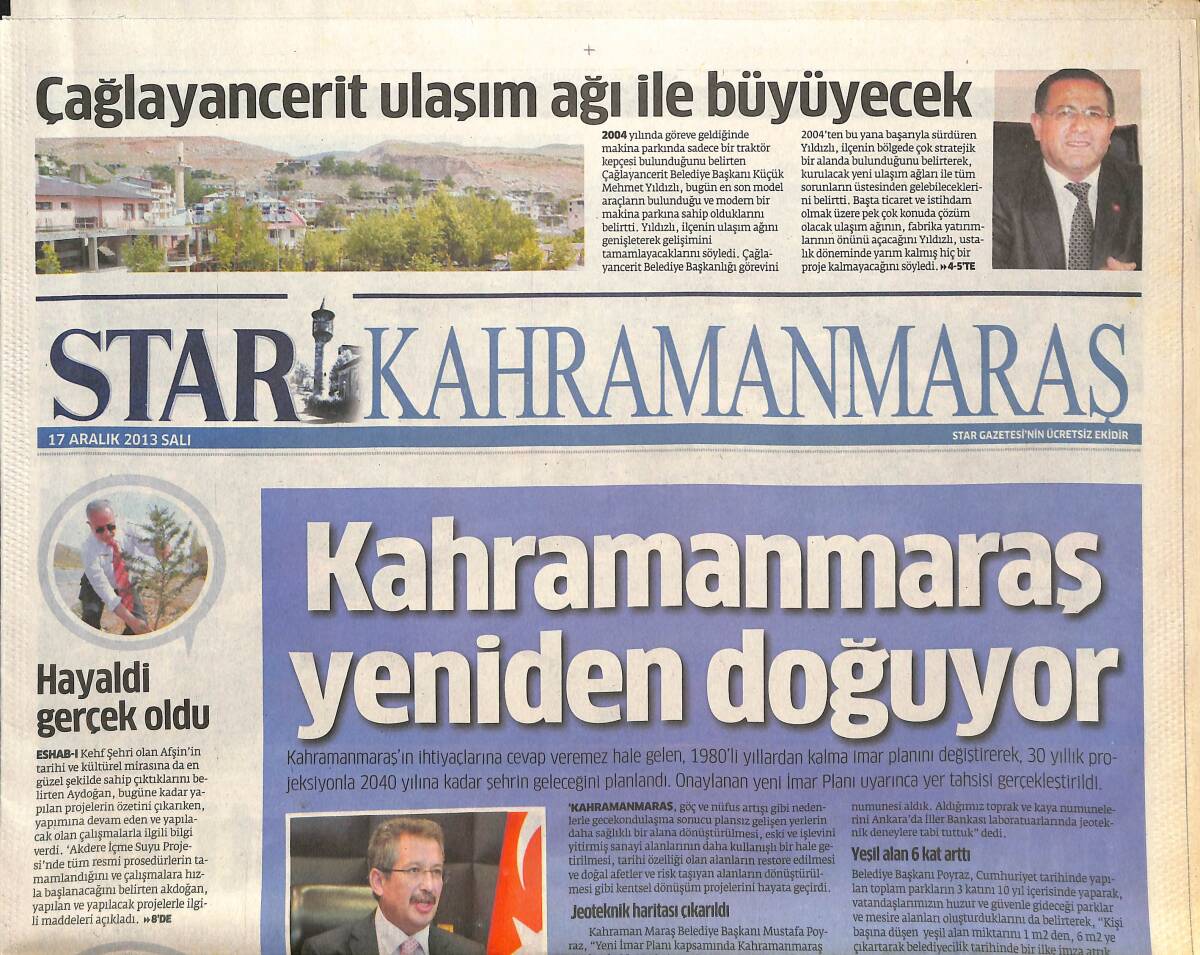 Star Gazetesi Kahramanmaraş Eki 17 Aralık 2013 - Kahramanmaraş Yeniden Doğuyor - Dondurma ve Arslan Diyarı Kahramanmaraş GZ136107 - 1