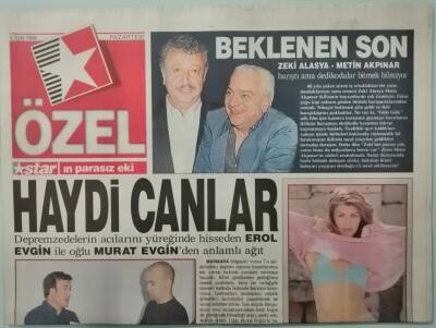 Star Gazetesi Özel Eki 6 Eylül 1999 Depremzedelerin Acılarını Yüreğinde Hisseden Erol Evgin İle Oğlu Murat Evginden Anlamlı Ağıt -GZ37379 - 1
