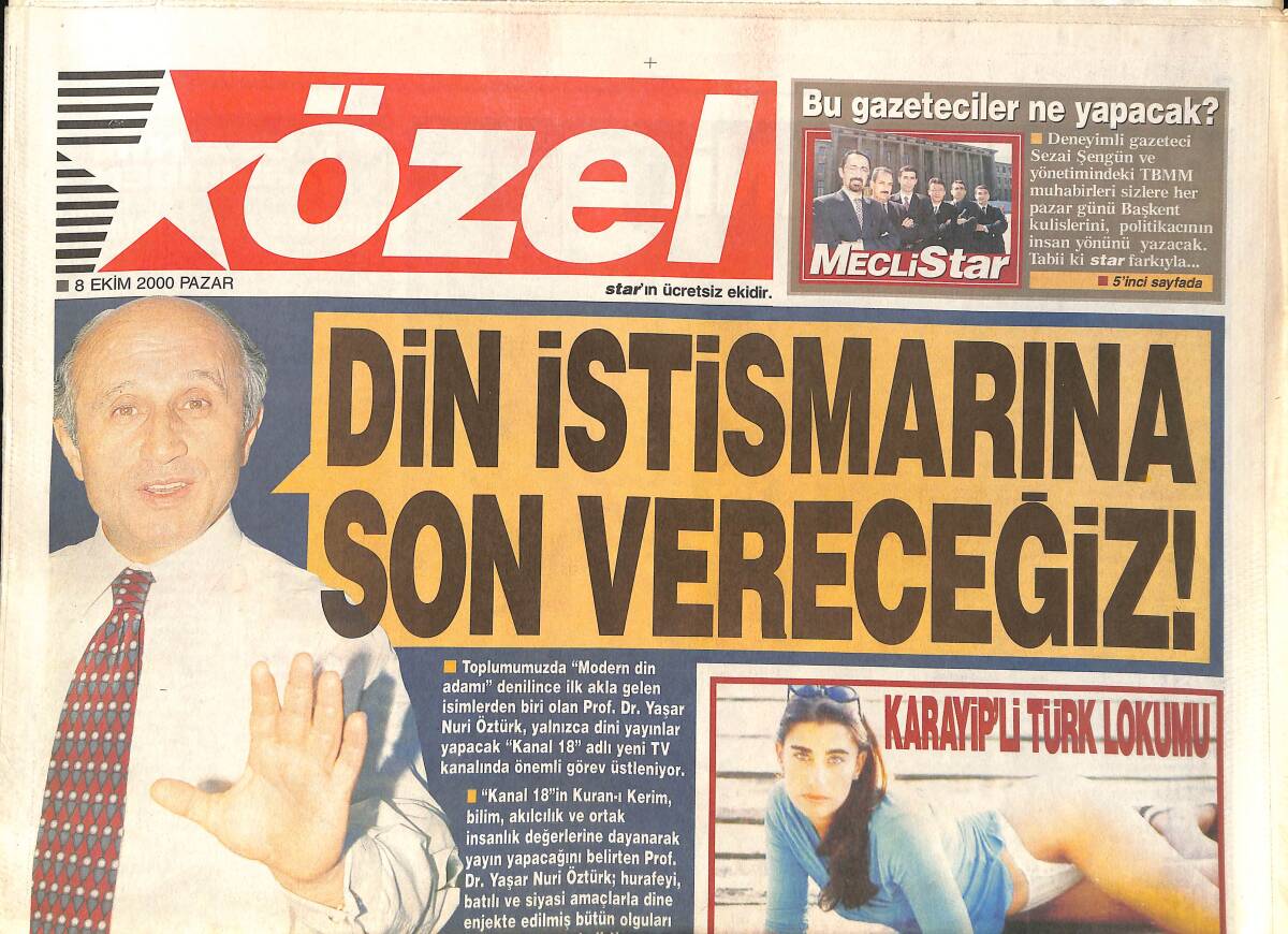 Star Gazetesi Özel Eki 8 Ekim 2000 - Karayip'li Türk Lokumu - Mumcu'nun Kaderini Değitiren Bakan - İşte Sırp Kasabı Müslüman Katili GZ137792 - 1