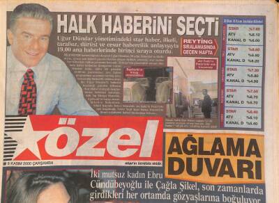 Star Gazetesi Özel Eki 8 Kasım 2000 - Ebru Cündübeyoğlu İle Çağla Şikel , Son Zamanlarda Girdikleri Her Ortamda Gözyaşlarına Boğuluyor GZ126688 - 1