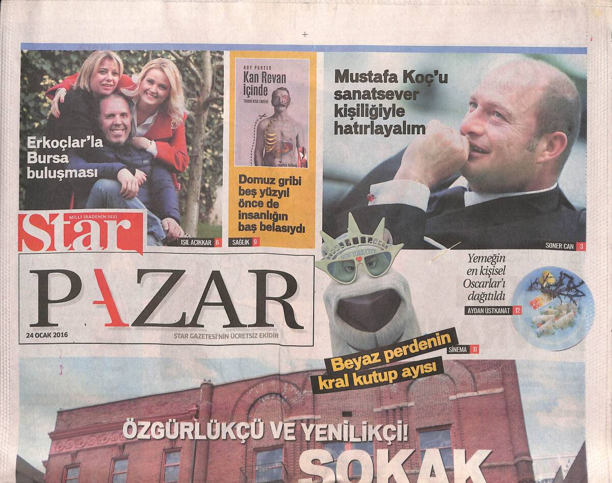 Star Gazetesi Pazar Eki 24 Ocak 2016 - Özgürlükçü Ve Yenilikçi Sokak Sanatı - Beyaz Perdenin Kral Kutup Ayısı GZ135326 - 1