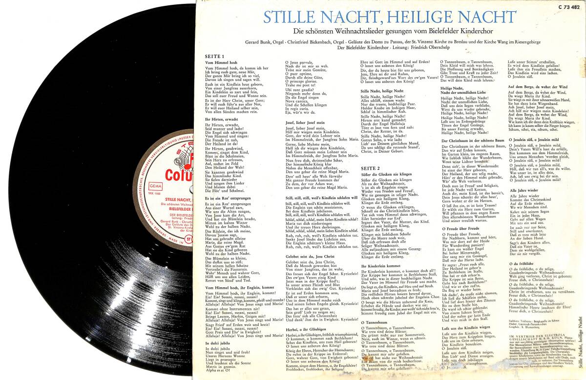 Stille Nacht Heilige Nacht - Der Bielefelder Kinderchor (Almanya Baskı) LP PLAK (10/8.5) PLK25958 - 2