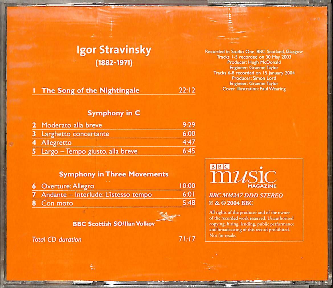 Stravinsky: Song of the Nightingale - Symphony in C, Symphony in Three Movements CD (İkinci El) CD4839 - 2
