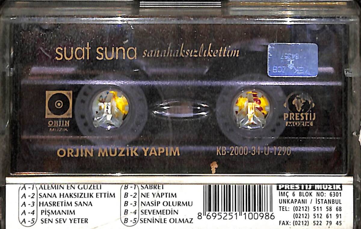 Suat Suna - Sana Haksızlık Ettim Kaset (İkinci El) KST28502 - 2