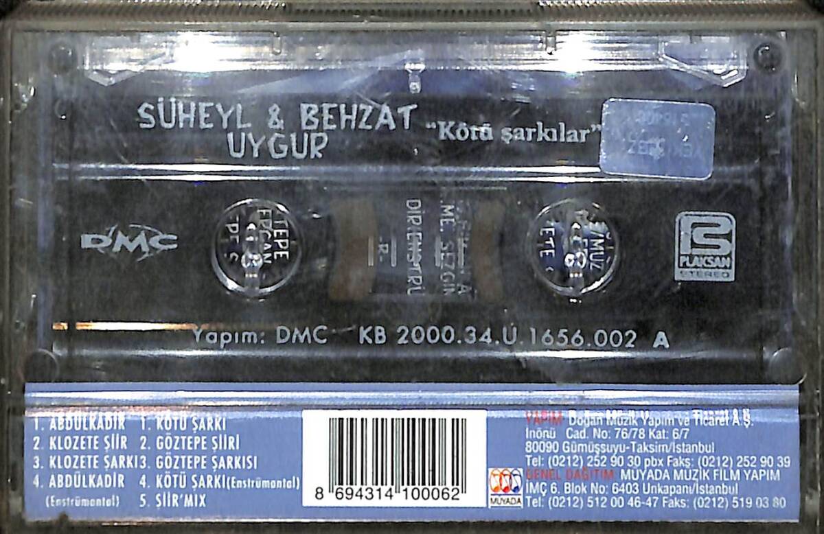 Süheyl & Behzat Uygur - Kötü Şarkılar Kaset (İkinci El) KST29256 - 2
