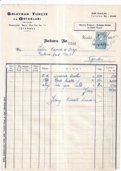 SÜLEYMAN UNCER VE ORTAKLARI.HER NEVİ HIRDAVAT-KIRTASİYE İSTANBUL.1955 YILI FATURA - Gökçekoleksiyon