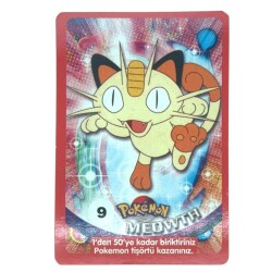  Sultan Sakızı Pokemon Oyun Kartı MEOWTH No 9 Çil #SKZ50 - 1