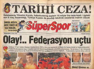 Süperspor Gazetesi 23 Mart 1995 - Erzik Ve Güvener Şoka Uğradı GZ113096 - 1