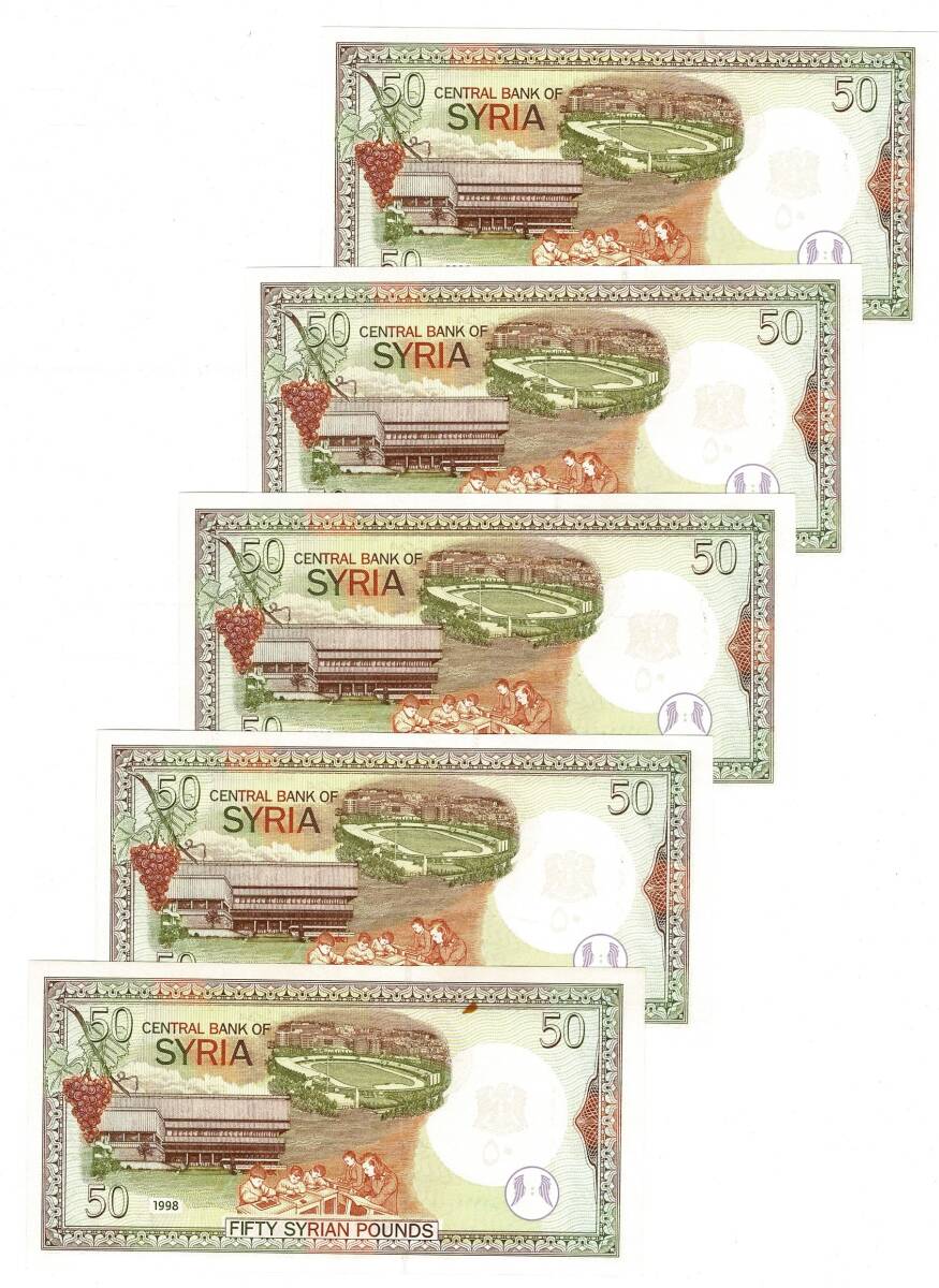 Suriye 1998 Yılı 50 Lira (5 Adet) - ÇİL YKP8795 - 2