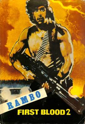 Sylvester Stallone (Rambo First Blood 2) Eski Büyük Boy Kartpostal (34x22 cm) KRT12887 - 1