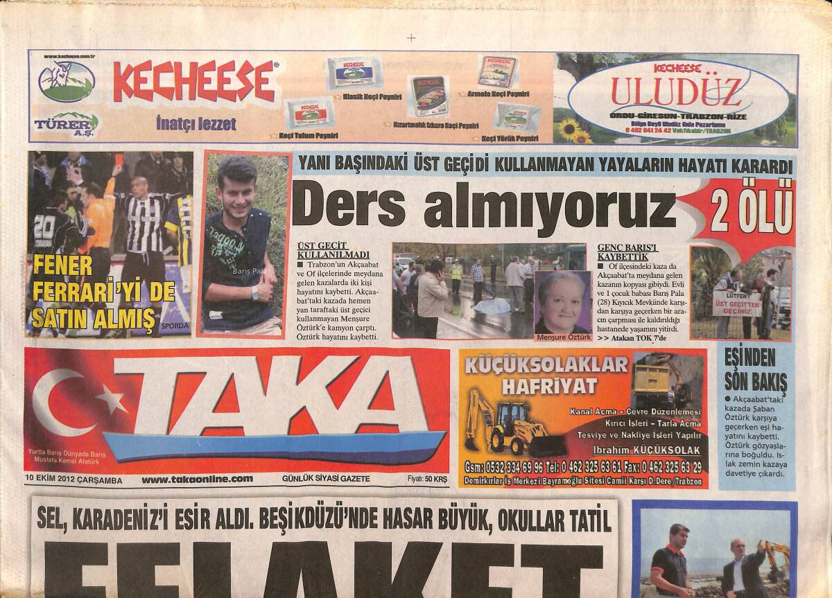 Taka Gazetesi 10 Ekim 2012 - Mehmet Atalay'dan Genç İletişimcilere Destek - Barış Şimşek Bir İlke İmza Attı GZ136214 - 1