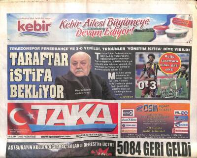 Taka Gazetesi 18 Şubat 2013 - Trabzonspor Fenerbahçeye 3-0 Yenildi GZ104940 - 1