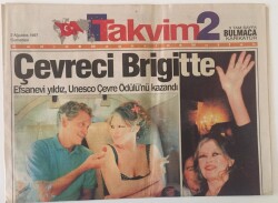 Takvim 2 Gazetesi 2 Ağustos 1997 - Çevreci Brigitte Efsanevi Yıldız , Unesco Çevre Ödülünü Kazandı GZ16581 - 1