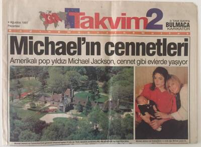 Takvim 2 Gazetesi 4 Ağustos 1997 - Amerikalı Pop Yıldızı Michael Jackson , Cennet Gibi Evlerde Yaşıyor GZ16579 - 1