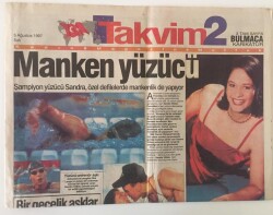 Takvim 2 Gazetesi 5 Ağustos 1997 - Manken Yüzücü Sadra , Özel Defilelerde Mankenlik de Yapıyor GZ16578 - 1