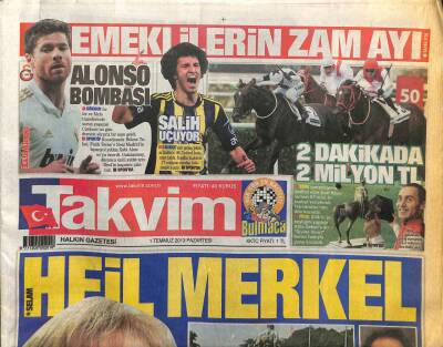 Takvim Gazetesi 1 Temmuz 2013 - Çillere Havlu Kalkanı, Bodrumlu İkoncan İvana Sert GZ101117 - 2