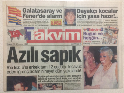 Takvim Gazetesi 10 Ağustos 1997 - Zerrin Özer Soyuldu GZ24263 - 1