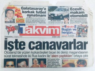Takvim Gazetesi - 10 Eylül 1997 - Tarık Akanın Yatak Sahneleri ,Cartelden Ayrılıp Karakan Grubu Kuruldu GZ46330 - 1