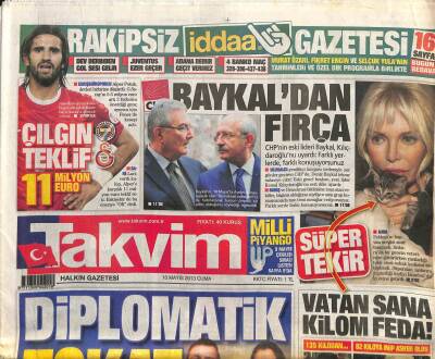 Takvim Gazetesi 10 Mayıs 2013 - Ajda Pekkanın Hayvan Sevgisi Sınır Tanımadı - Baykaldan Kılıçdaroğluna Fırça GZ100622 - 1