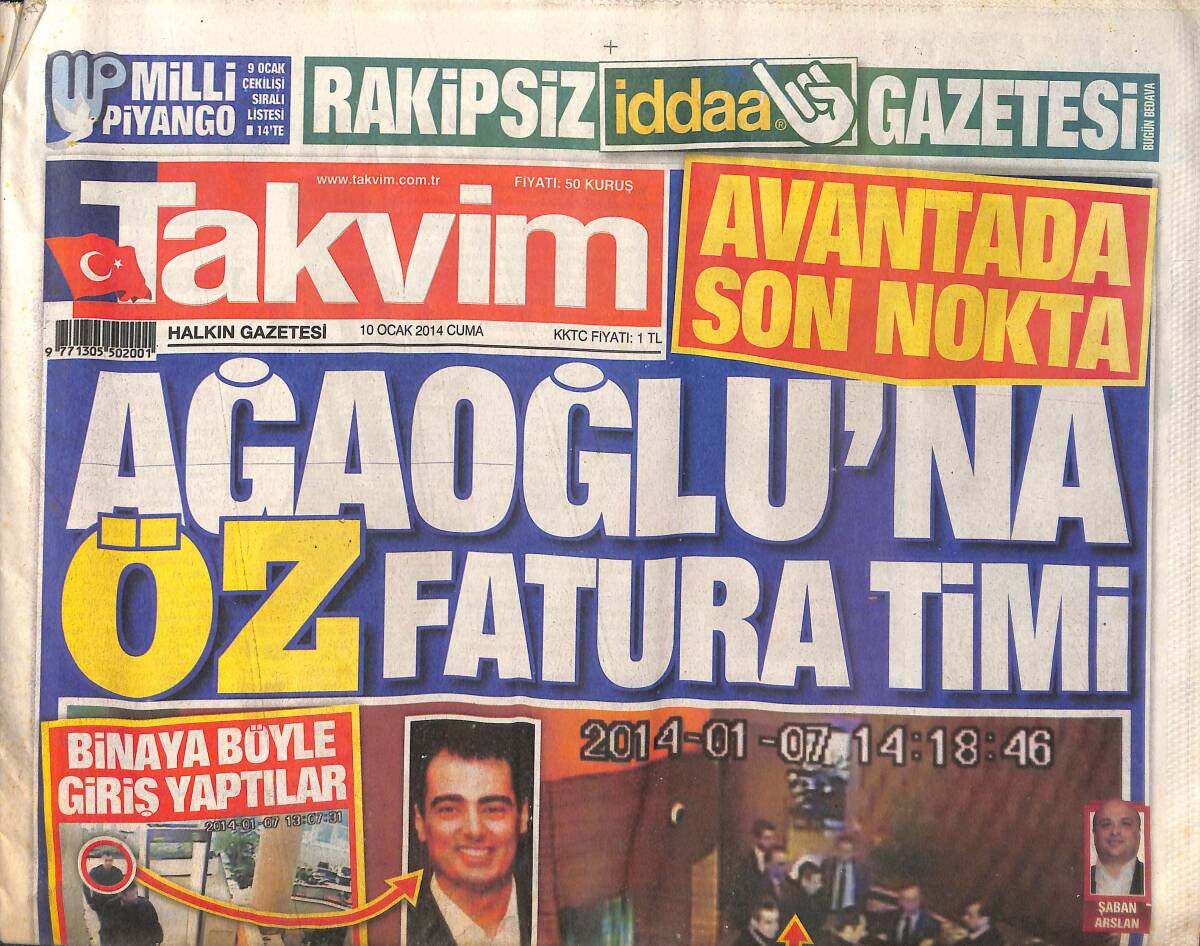 Takvim Gazetesi 10 Ocak 2014 - Ağaoğlu'na Öz Fatura Timi - Fernandese Büyük Öfke! GZ136878 - 1
