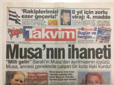 Takvim Gazetesi 11 Ağustos 1997 - Aysu Başar Silikonlarını Değiştirdi GZ35958 - 1
