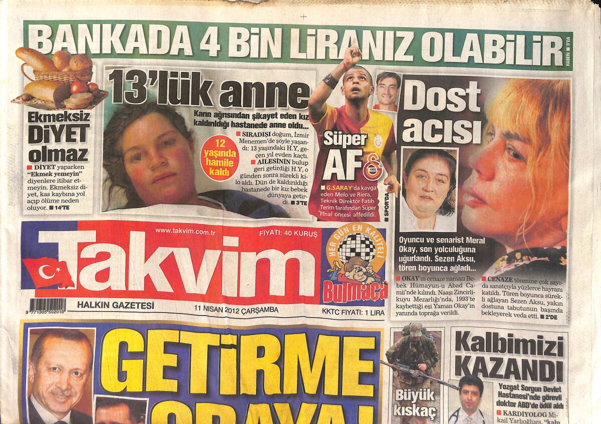 Takvim Gazetesi 11 Nisan 2012 - Sezen Aksu Tören Boyunca Ağladı - Diva, Abacı'yı Topa Tuttu GZ154872 - 1