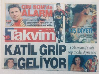 Takvim Gazetesi - 11 Ocak 2001 - Galatasaraylı Arif Top Model Aysu Aşkı GZ46809 - 1