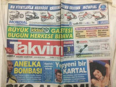 Takvim Gazetesi 12 Ağustos 2005 - Fenerbahçede Anelka Bombası GZ29844 - 1