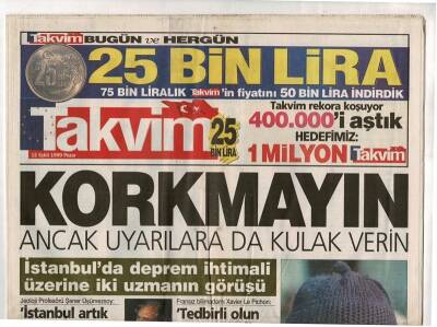 Takvim Gazetesi 12 Eylül 1999 - Ecevitten Evsizlere Konut Müjdesi GZ48110 - 1