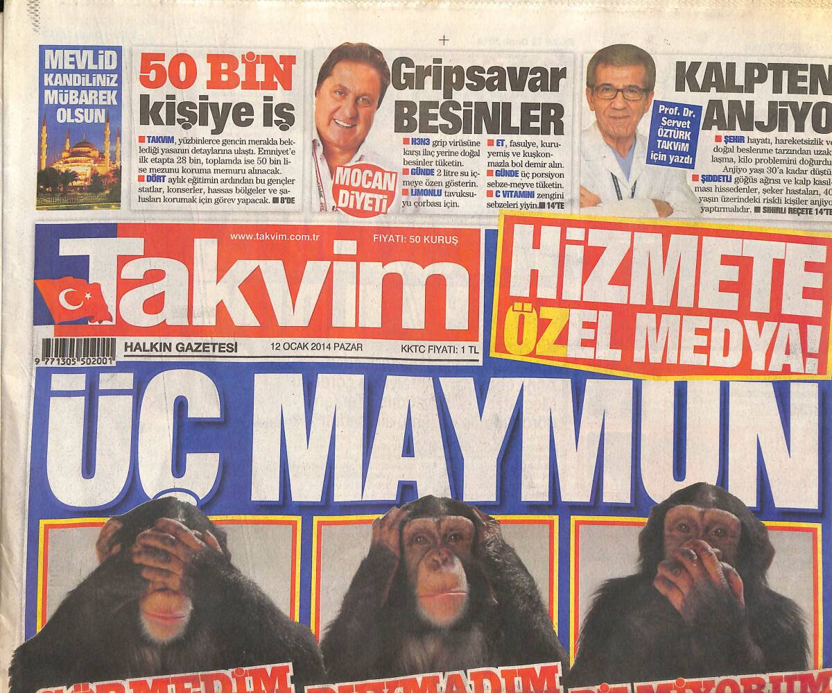 Takvim Gazetesi 12 Ocak 2014 - 50 Bin Kişiye İş - Bade İşçil'i Efkar Bastı - G.Saray Mayısta Büyük Bombayı Patlatacak GZ136178 - 1