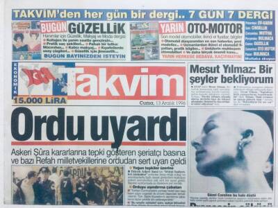Takvim Gazetesi 13 Aralık 1996 - Ordu Uyardı GZ41020 - 1