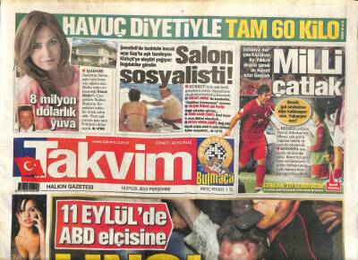 Takvim Gazetesi 13 Eylül 2012 - Libyada ABD Büyükelçisi Chris Stevens Linç Edilerek Öldürüldü GZ109749 - 1