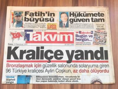Takvim Gazetesi 13 Temmuz 1997 - Kraliçe Yandı GZ1708 - 2