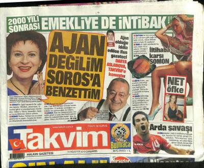 Takvim Gazetesi 14 Ağustos 2013 - Arda Turan Savaşı GZ101264 - 2