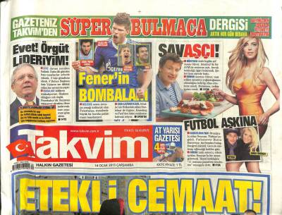 Takvim Gazetesi 14 Ocak 2015 - Liseli Musti, Caner Davacı, Gergin Murat Dalkılıç GZ101141 - 2