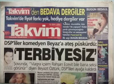 Takvim Gazetesi 15 Ekim 2000 DSPliler Komedyen Beyaza Ateş Püskürdü - GZ44668 - 2