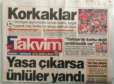 Takvim Gazetesi 16 Ekim 1999 Yasa Çıkarsa Ünlüler Yandı -GZ37956 - 1
