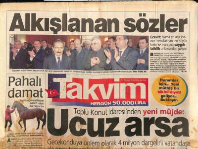 Takvim Gazetesi 17 Şubat 2000 - Hülya Avşarın Hasılatı Depremzedelere - Alaattin Çakıcı Saçlarını Boyattı GZ96428 - 1