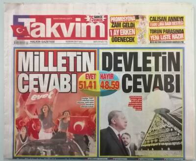 Takvim Gazetesi 18 Nisan 2017 Avrupa Rahatsız - GZ44295 - 1